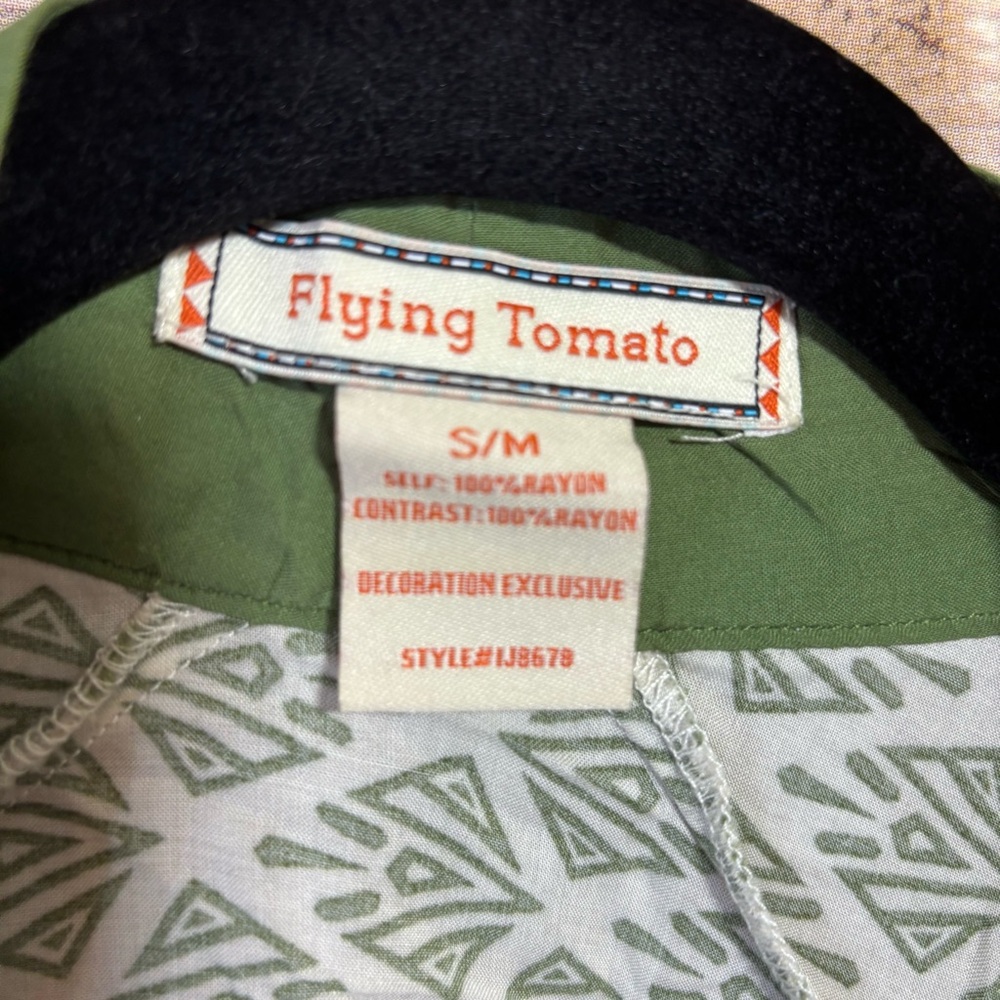 Flying Tomato Kimono Olive Orange Aztec S/M - Picture 3 of 6